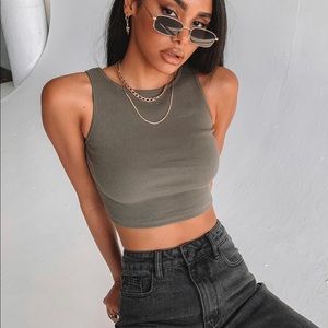 Olive green crop top- princess polly